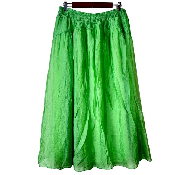 Vince Green Smocked-Waist Gathered Skirt NWT Size Large - Picture 2 of 8